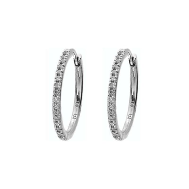 Lisa Nik 18k white gold Sparkle hinged hoop earrings with diamonds ...