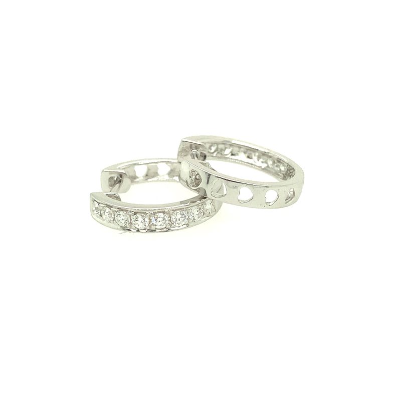 Lisa Nik 18k white gold Sparkle diamond huggie earrings weighing 0.28 carat total weight