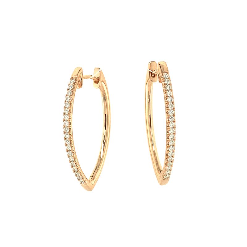 Lisa Nik 18k rose gold Sparkle pear shape hoop earrings with diamonds weighing 0.30 carat total weight