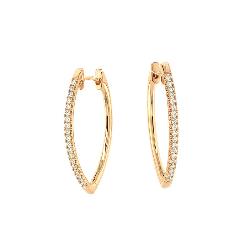 Lisa Nik 18k rose gold Sparkle pear shape hoop earrings with diamonds weighing 0.30 carat total weight