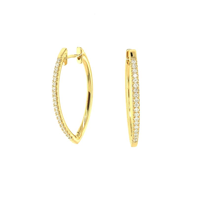 Lisa Nik 18k yellow gold Sparkle pear shaped hoop earrings with diamonds weighing 0.30 carat total weight