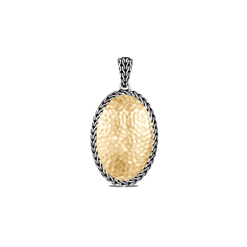 John Hardy sterling silver and 18k yellow bonded gold Classic Chain hammered cluster oval enhancer