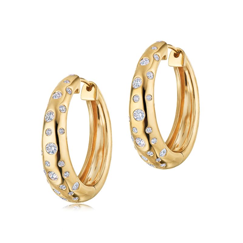 Kwiat Cobblestone Hoop Earrings with Diamond Accents