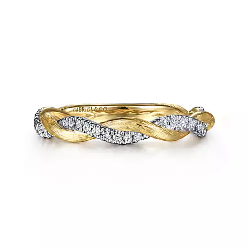 Gabriel & Co 18K Yellow Gold Stackable Brushed Finish Twisted Band