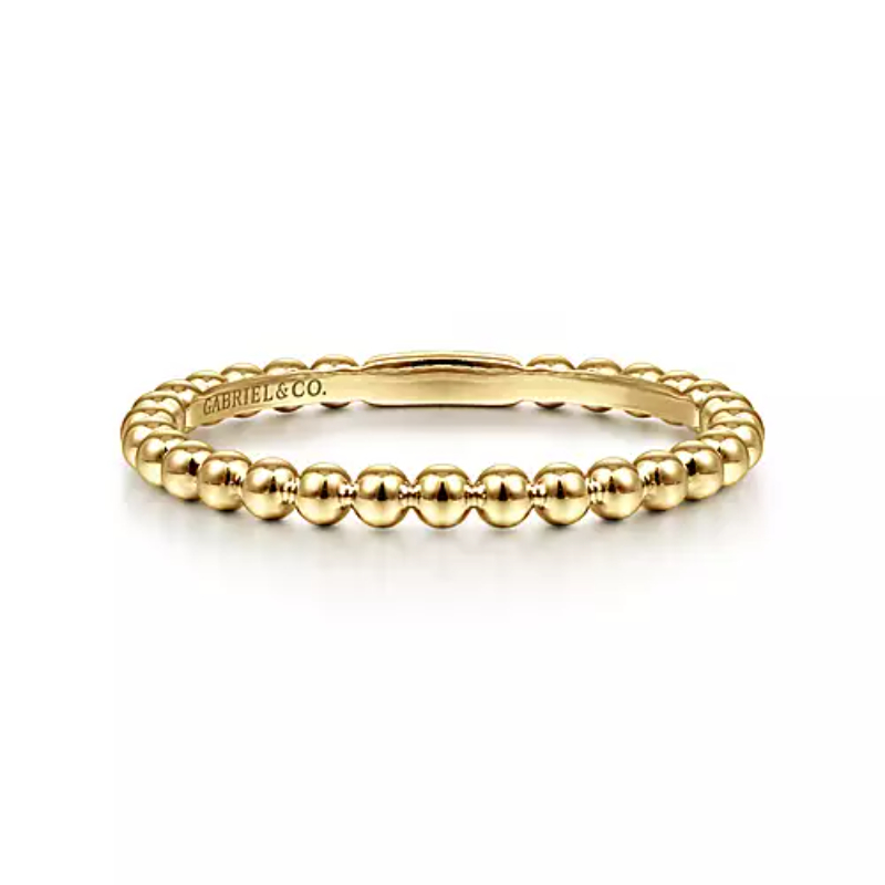Gabriel & Co 18K Yellow Gold Stackable 1.9mm Flat Beaded Band, Size 6.5