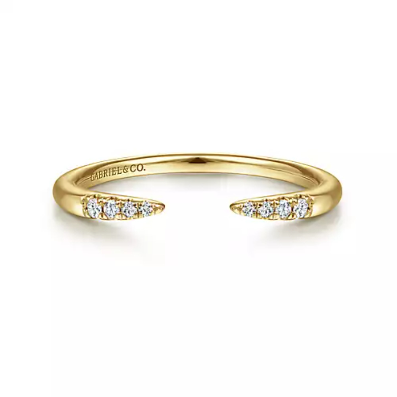 Gabriel & Co 18K Yellow Gold Stackable Open Diamond Tipped Ring