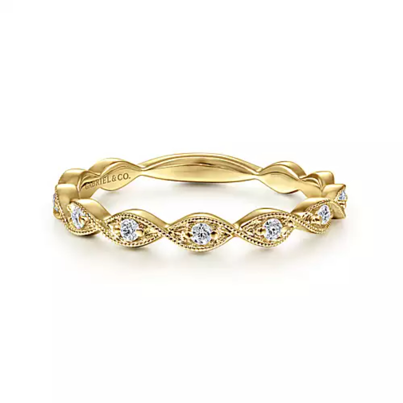 Gabriel & Co 18K Yellow Gold Stackable 3/4+ Way Twisted Marquise Shape Band