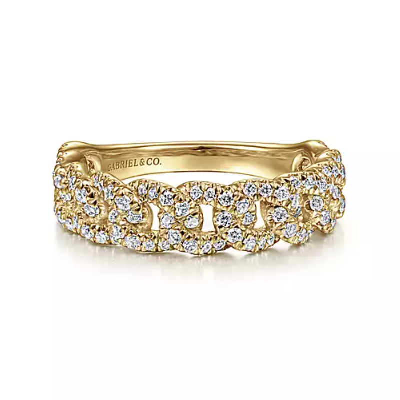 Gabriel & Co 18K Yellow Gold Stackable Chain Link Diamond Ring