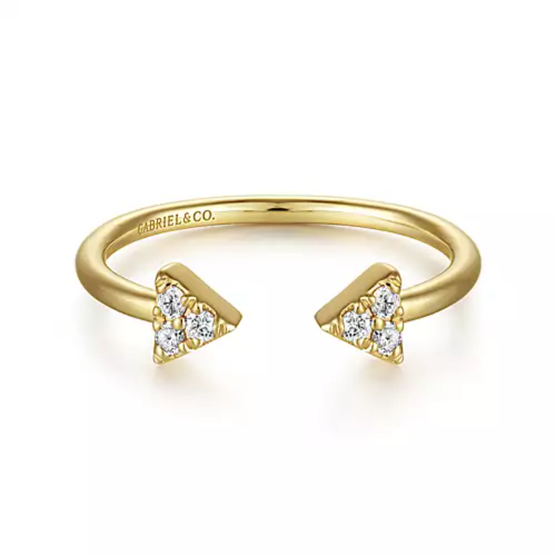 Gabriel & Co 18K Yellow Gold Stackable Pave Diamond Triangle Split Ring