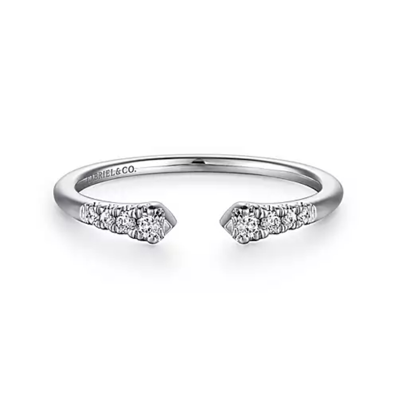 Gabriel & Co 18K White Gold Rhodium Plated Stackable Split Diamond Ring