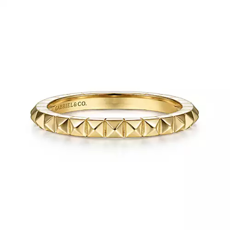 Gabriel & Co 18K Yellow Gold Stackable Pyramid Stacking Band, Size 6.5