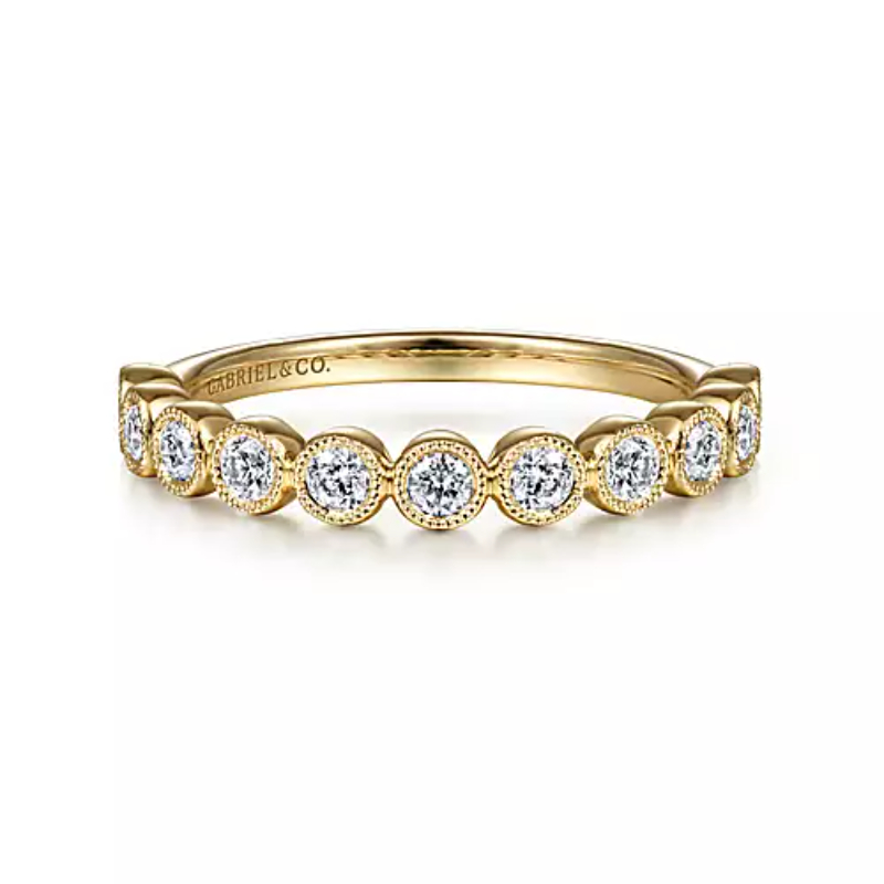 Gabriel & Co 18K Yellow Gold Stackable Bezel Diamond Stacking Band