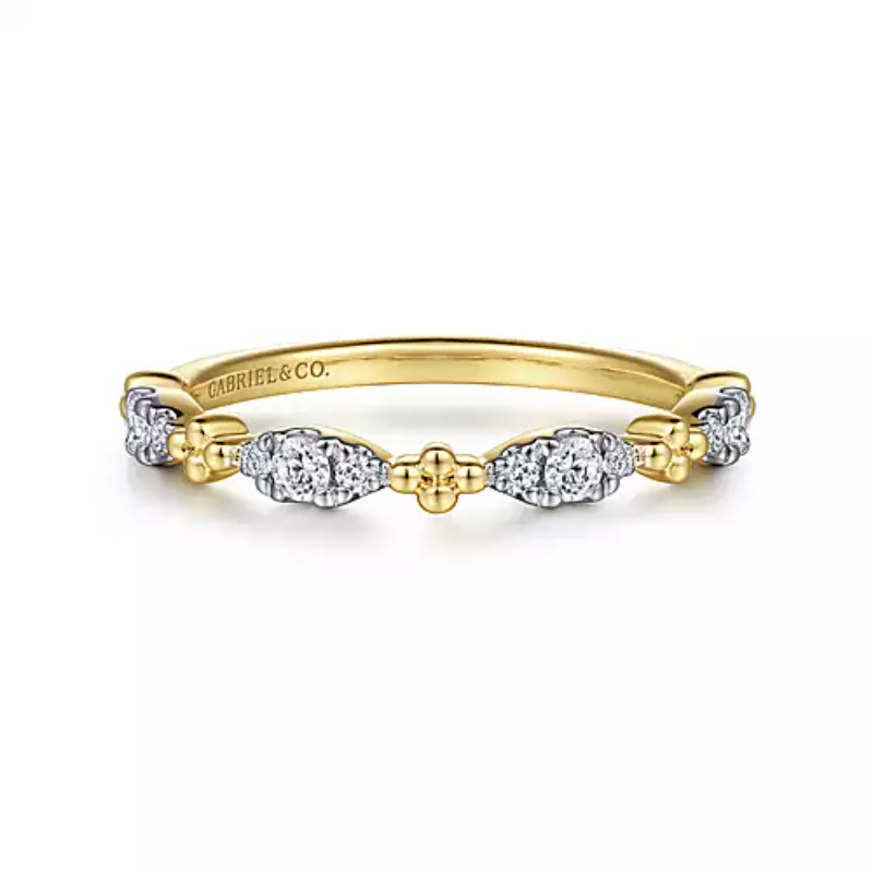 Gabriel & Co 18K Yellow Gold Stackable 1.5mm Halfway Marquise Shape Bujukan Stackable Band