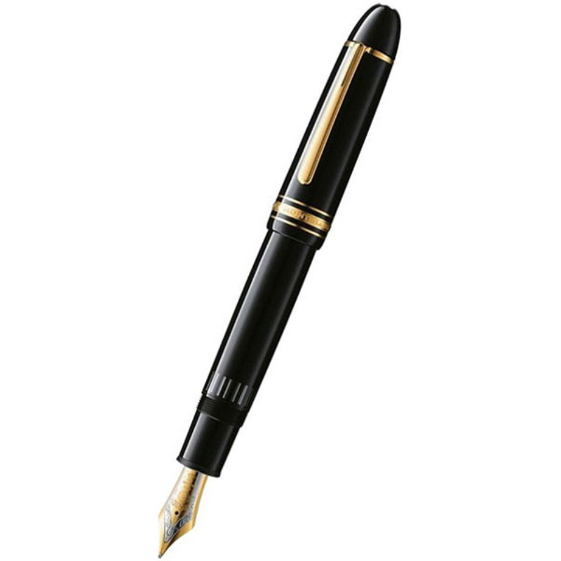 Montblanc Meisterstuck Black Fountian Pen, Extra Fine With Ink Bottle