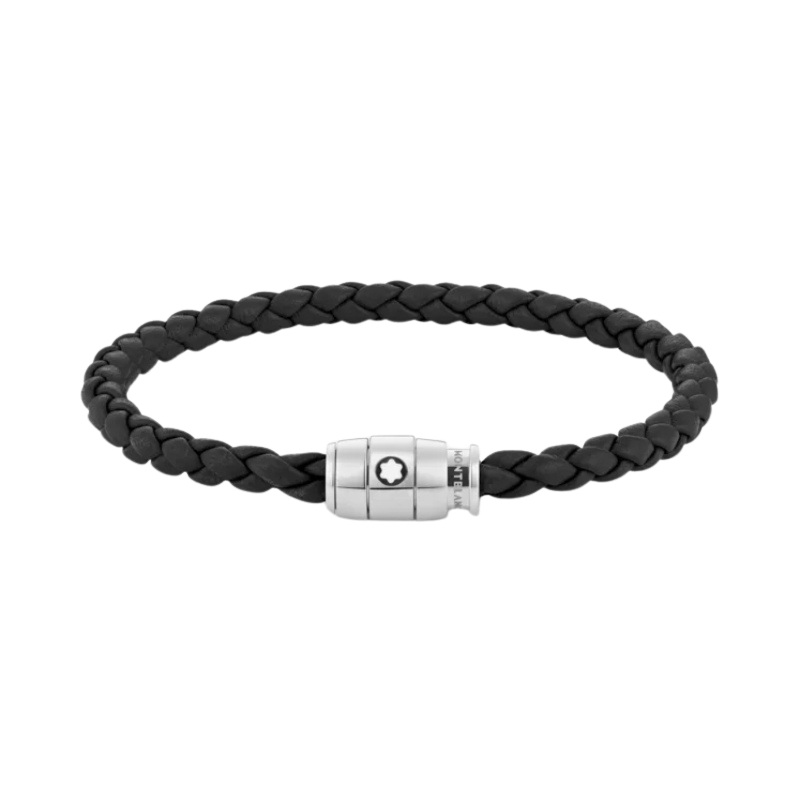 Montblanc Bracelet Black Woven Leather Steel Closure