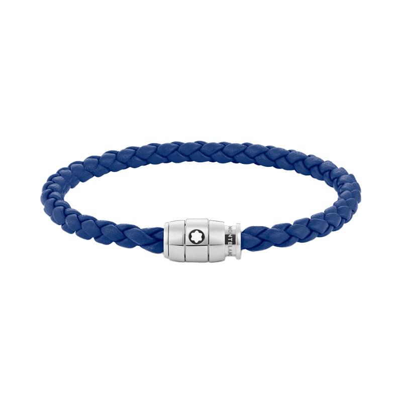 Montblanc Bracelet Blue Woven Leather And Steel Clasp