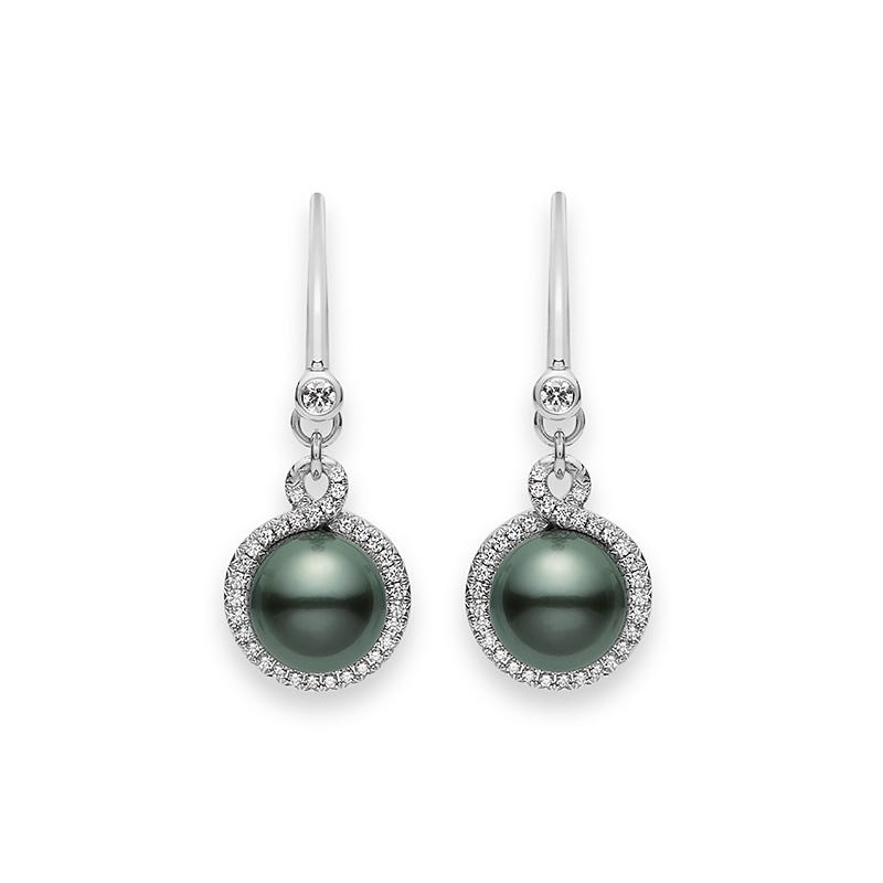 Mikimoto 18K White Gold Petit Soleil Black South Sea Cultured Pearl Drop Earrings