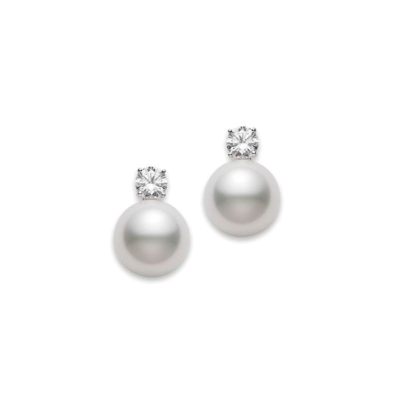 Mikimoto Pearl & Diamond Stud Earrings