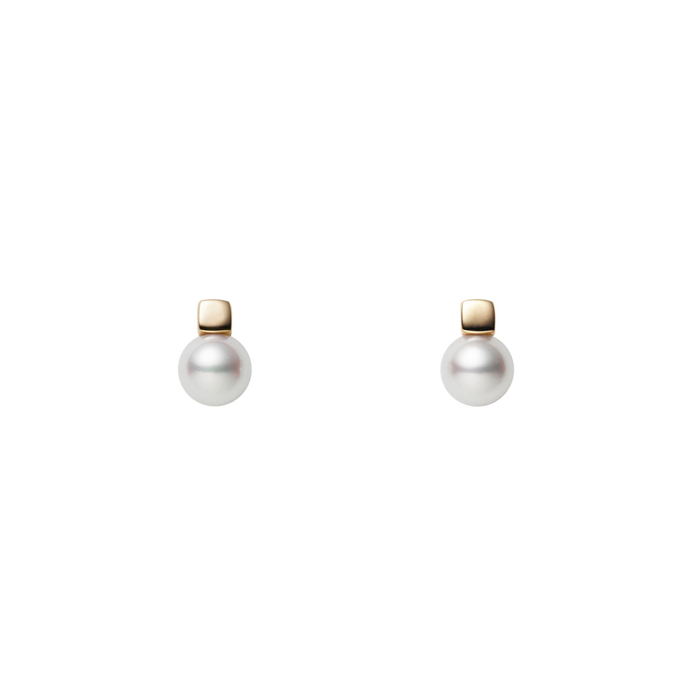 Mikimoto 18K Yellow Gold Pearl Stud Earrings