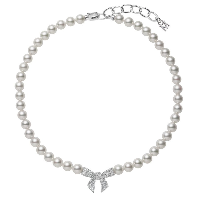 Mikimoto Bow Charm Akoya Pearl Necklace