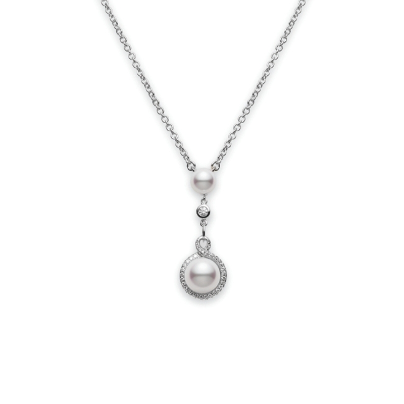 Mikimoto 18K White Gold Petit Soleil Akoya Cultured Pearl Drop Pendant