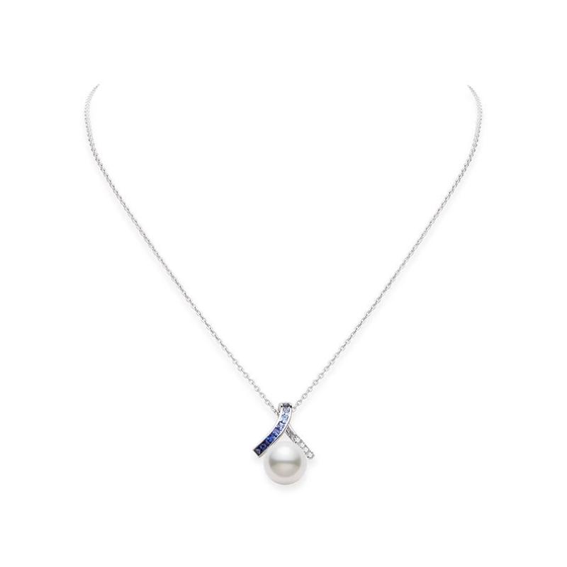 Mikimoto 18K White Gold Rhodium Plated Ocean White South Sea Pearl Pendant Necklace