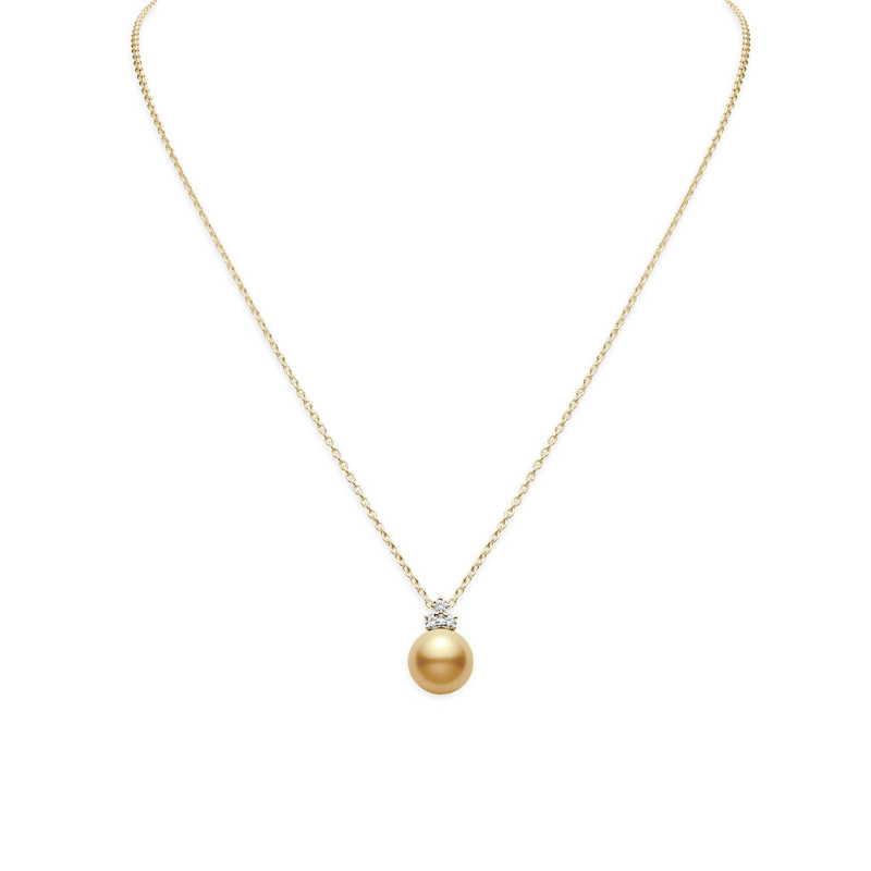 Mikimoto 18K Yellow Gold Classic Golden South Sea Pearl Pendant Necklace With Diamonds