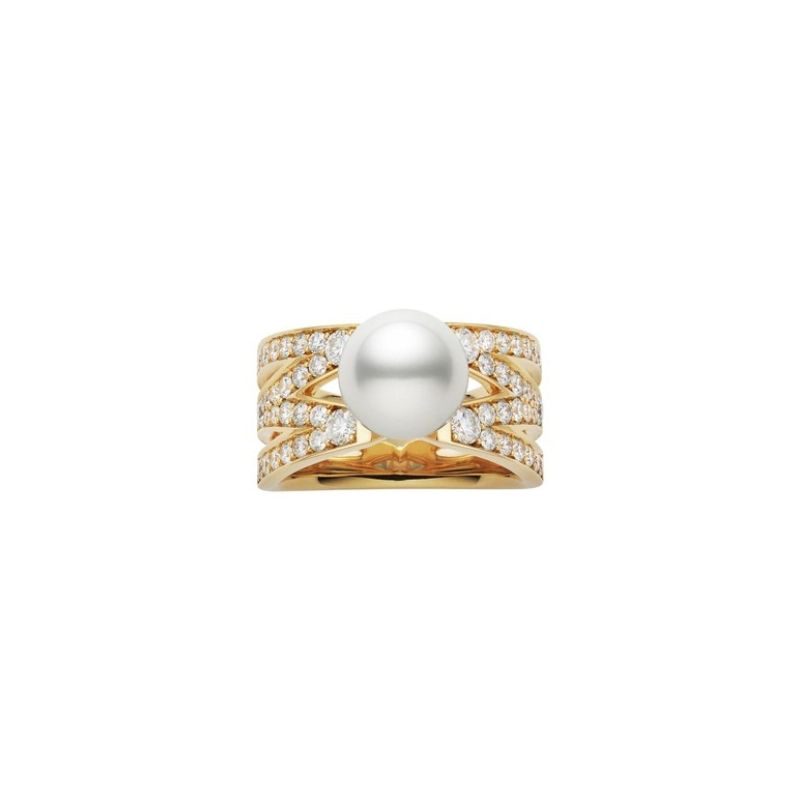 Mikimoto M Signature Akoya Cultured Pearl and Diamond Ring