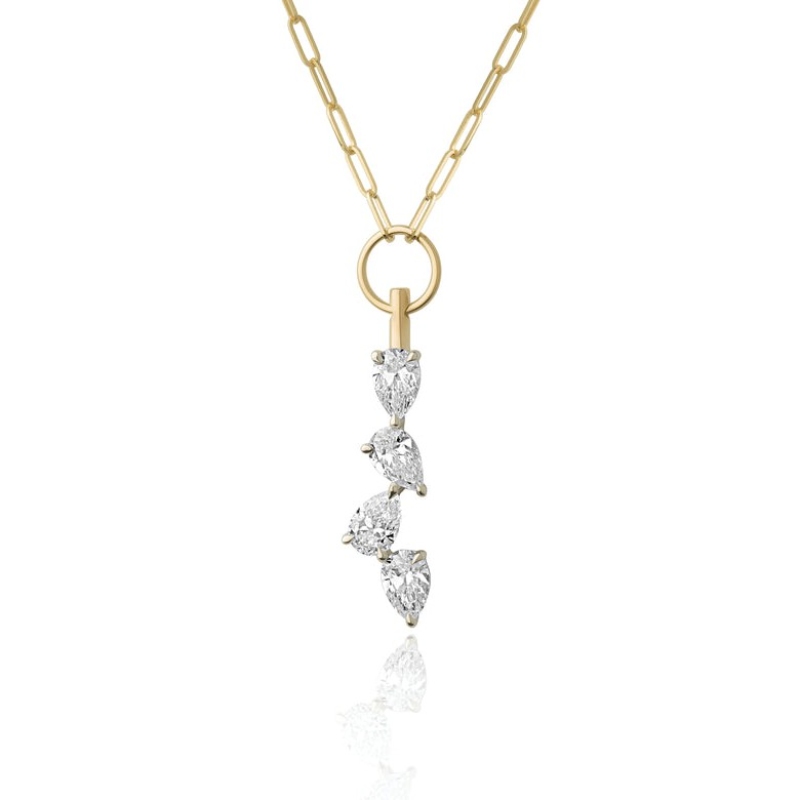 Phillips House One Of One 18K Yellow Gold And Platinum Drop Pendant Necklace
