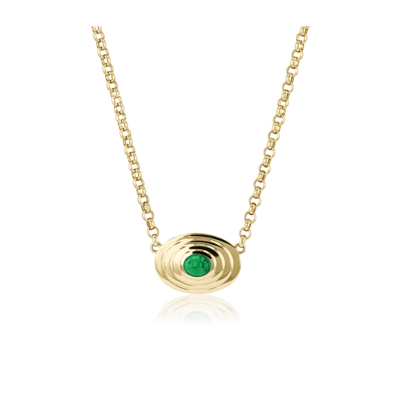 Phillips House 18K Yellow Gold Muzo Emerald Cabochon Oval Layered Necklace
