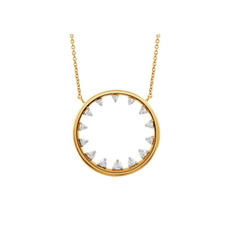 18K Yellow Gold All Diamonds Fashion Diamond Pendant Necklace
