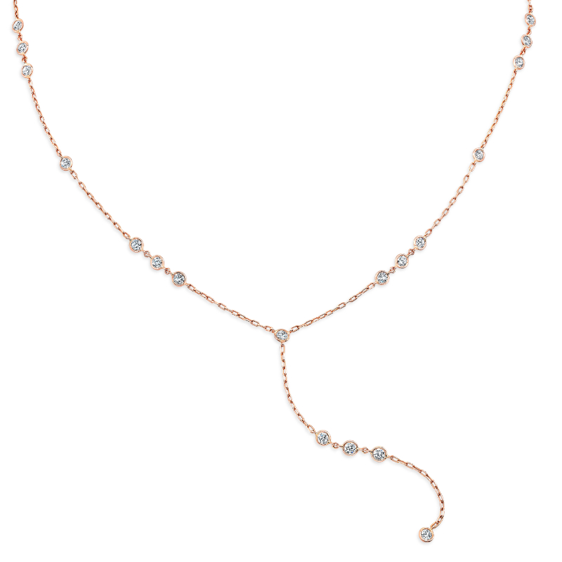 Norman Silverman 18K Rose Gold Diamonds By The Yard Lariat Necklace