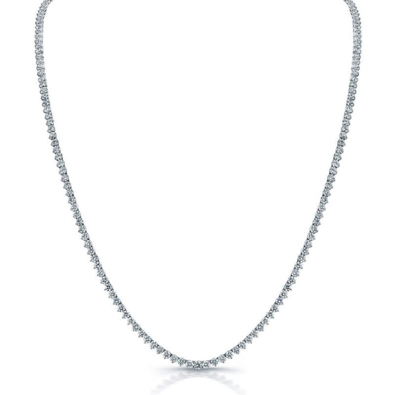 Norman Silverman 18K White Gold Rhodium Plated 3 Prong Diamond Straight Line Necklace