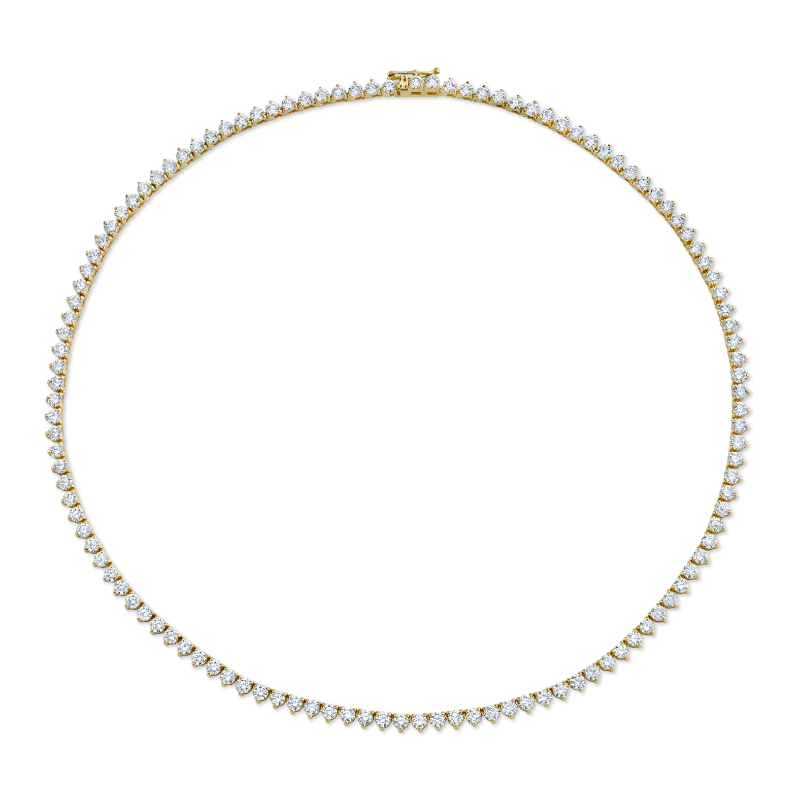 Norman Silverman 18K Yellow Gold Diamond 3 Prong Diamond Straightline Necklace