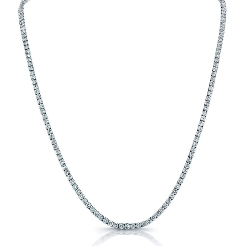 Norman Silverman 18K White Gold Rhodium Plated Diamond Straight Line Necklace