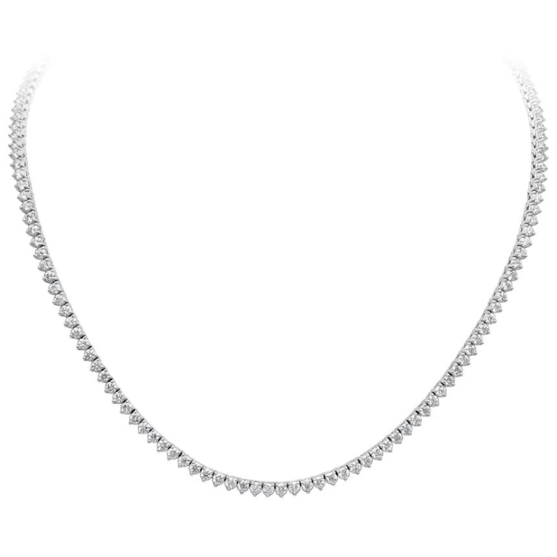 Norman Silverman 18K White Gold Rhodium Plated 3-Prong Straightline Necklace