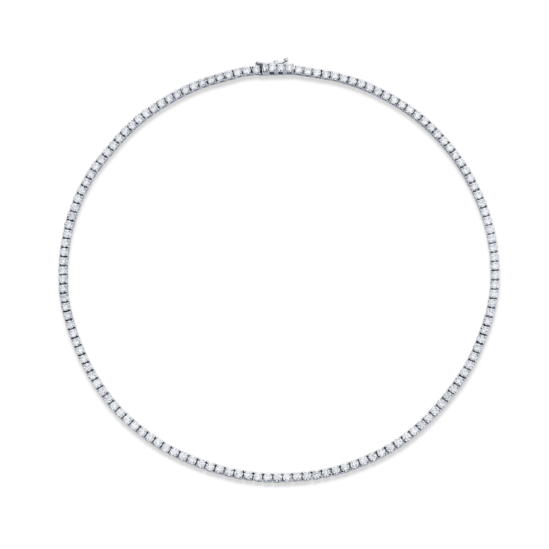 Norman Silverman 18K White Gold Rhodium Plated Diamond Straight Line Necklace
