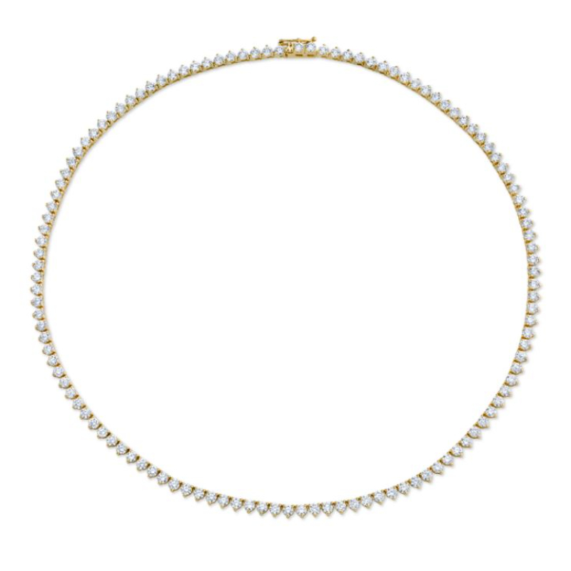 Norman Silverman 18K Yellow Gold 3 Prong Diamond Straight Line Necklace