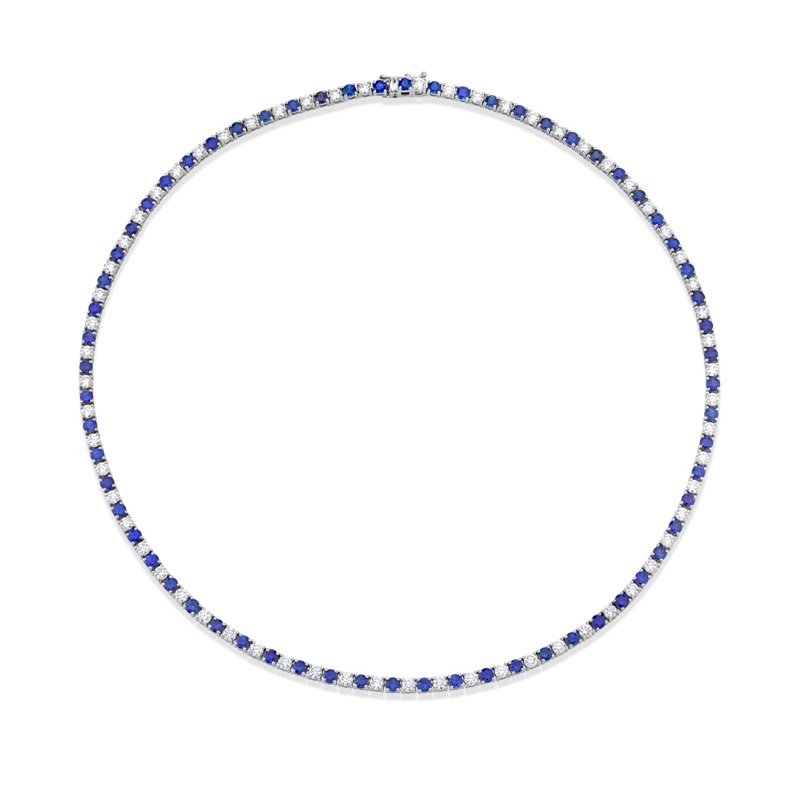 Alternating Stone Straight Line Necklace