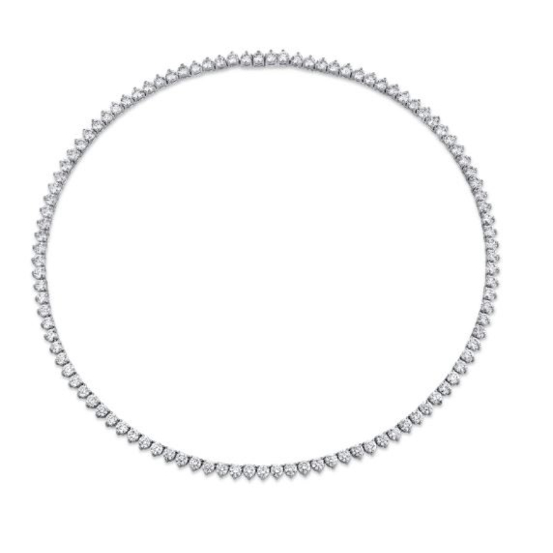 Norman Silverman 18K White Gold 3 Prong Straight Line Necklace