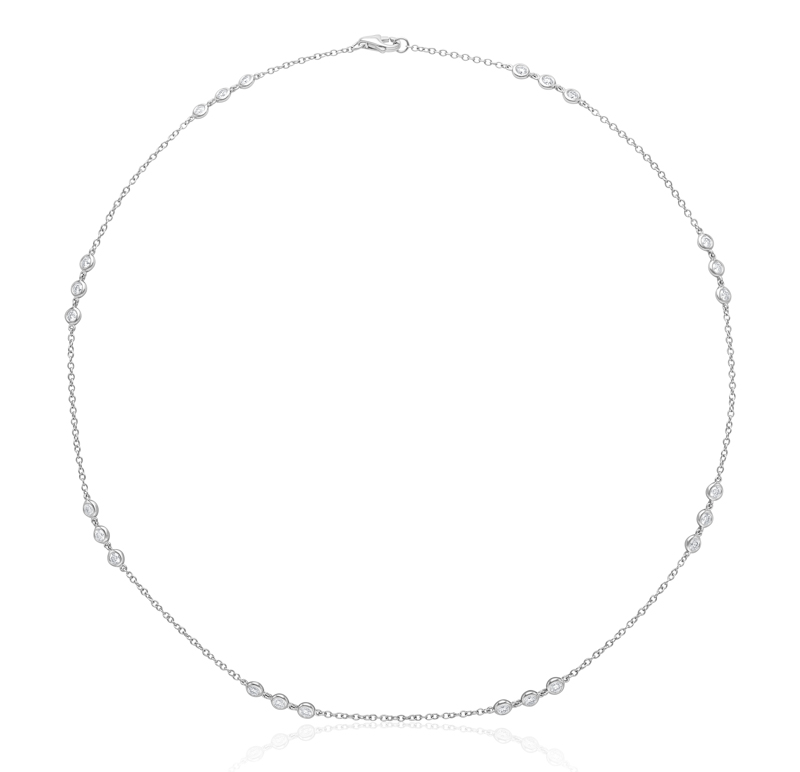 Bachendorf's White Gold Rhodium Plated Diamonds By The Yard Station Necklace