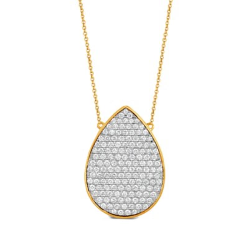 18K Yellow Gold All Diamond Fashion Pendant Necklace