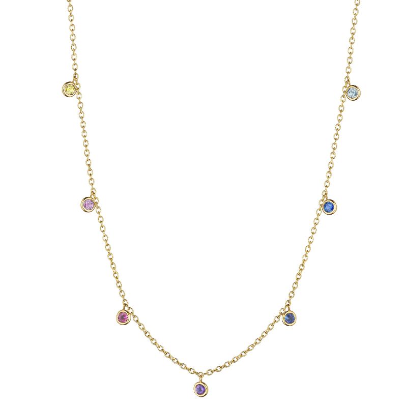 Penny Preville 18K Yellow Gold Hanging Station Necklace With Round Sapphire