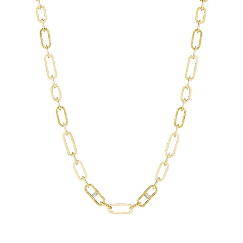 Penny Preville 18K Yellow Gold Plain And Beaded Large Link Necklace