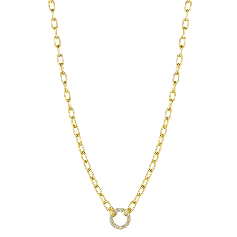 Penny Preville 18K Yellow Gold Open Round Diamond Station Link Necklace