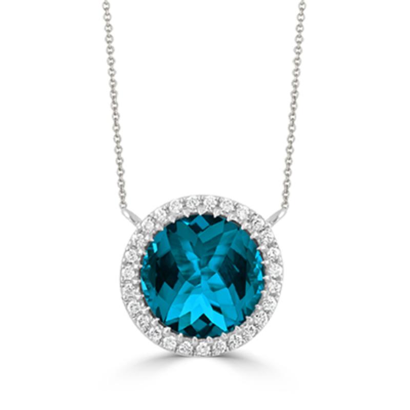 Doves 18K White Gold London Blue Necklace
