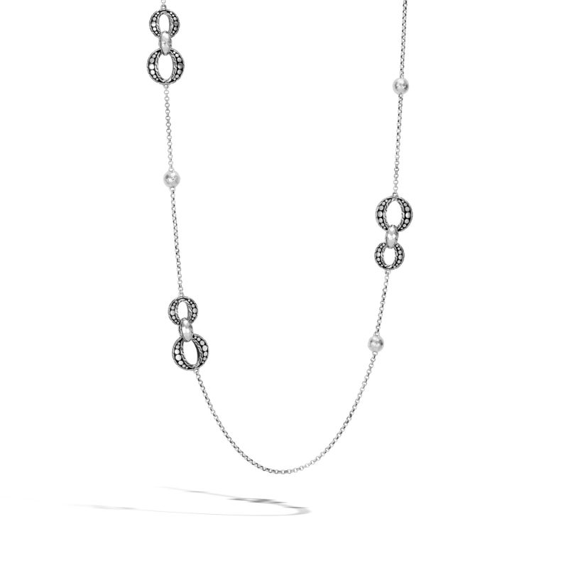 John Hardy sterling silver Dot hammered silver sautoir necklace, 36"