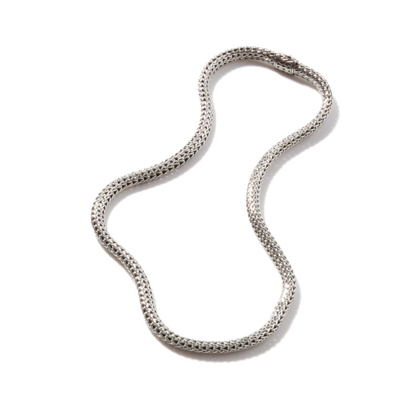 John Hardy sterling silver Classic Chain small necklace, 6.5mm wide necklace with pusher clasp, 16"
