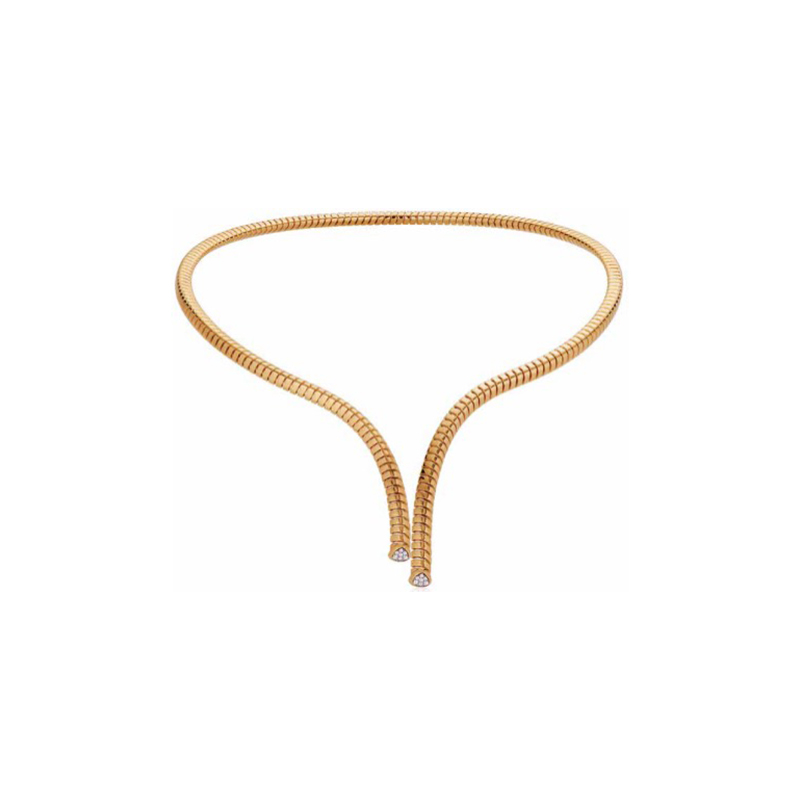 18K Yellow Gold Trisolina Pave Necklace