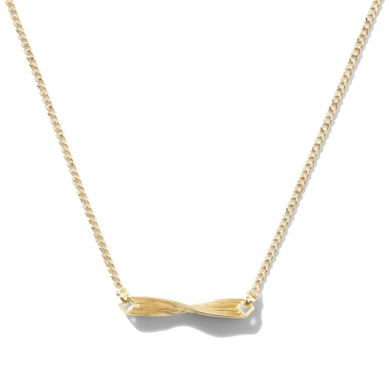 18K Yellow Gold Bamboo Twist Bar Necklace